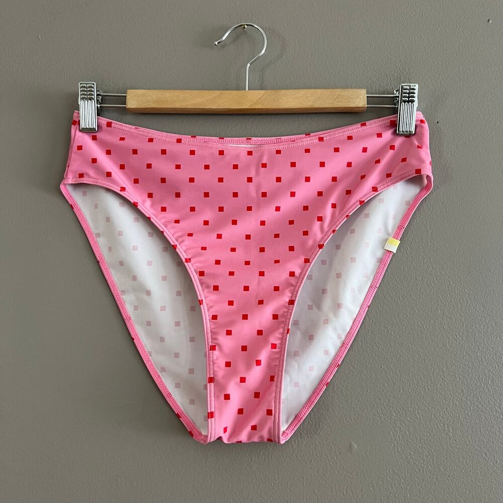 Summersalt Pink Red Square-Dot Bikini Bottom High-Leg Swim Size 8